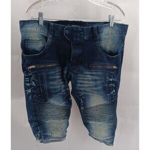 Kayden K Shorts Men's Size: 36 Loose  Denim Dark Blue Streetwear Y2K Skate